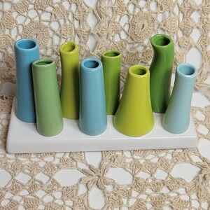 Chive Pooley Vase Scout Blue Green Ceramic 8 Multi-Stem Bud Vase Frog